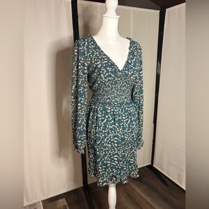 Floral V-Neck Dress in Green